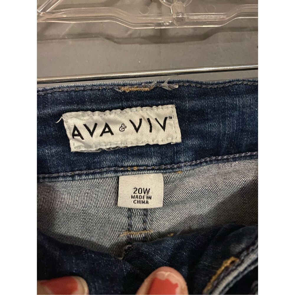Ava & Viv Hi-rise Skinny Destroyed Faded Button Fly Jeans Size 20W - Picture 4 of 5